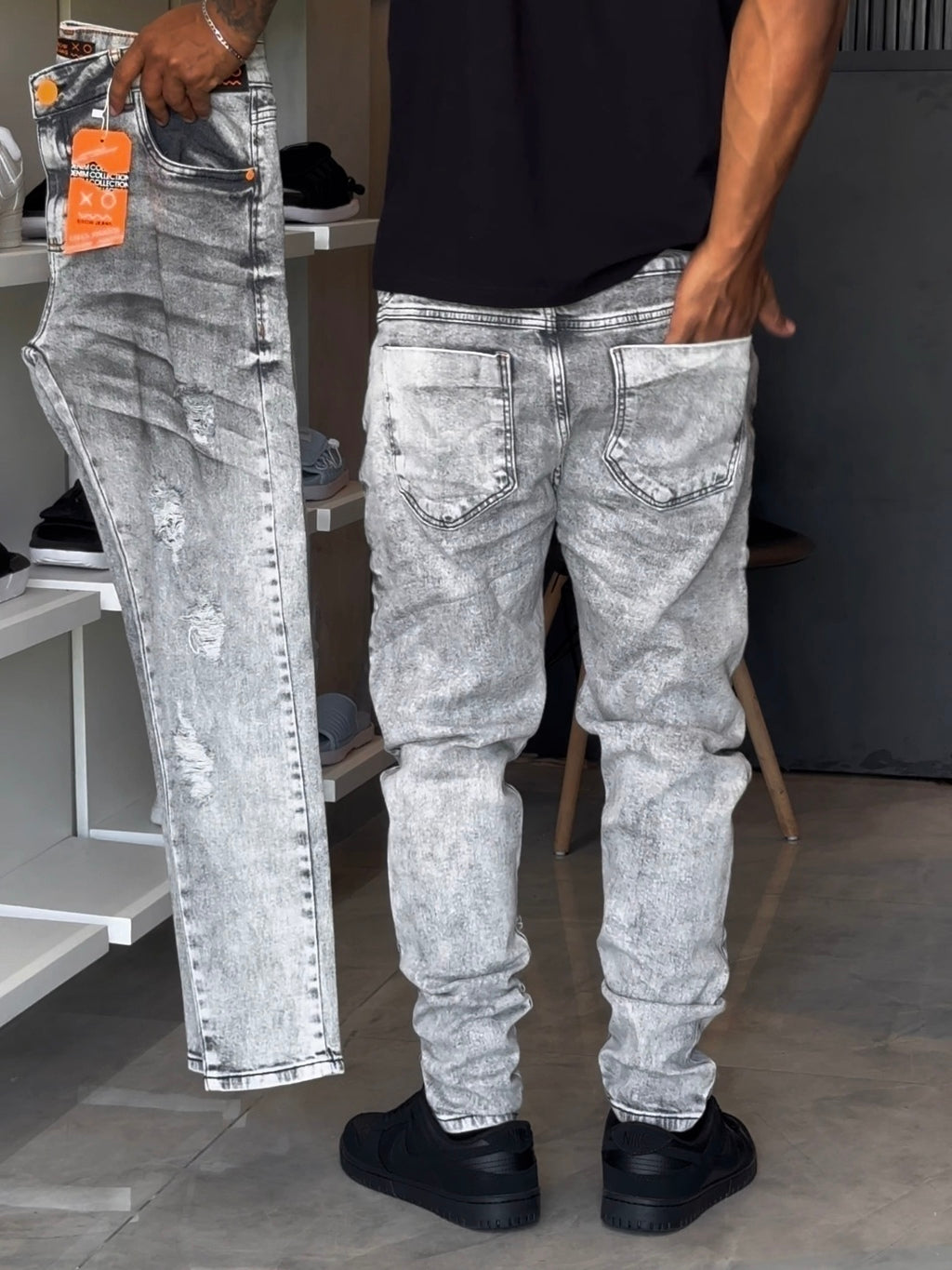 Calça Jogador Cinza Brow Jeans - 01