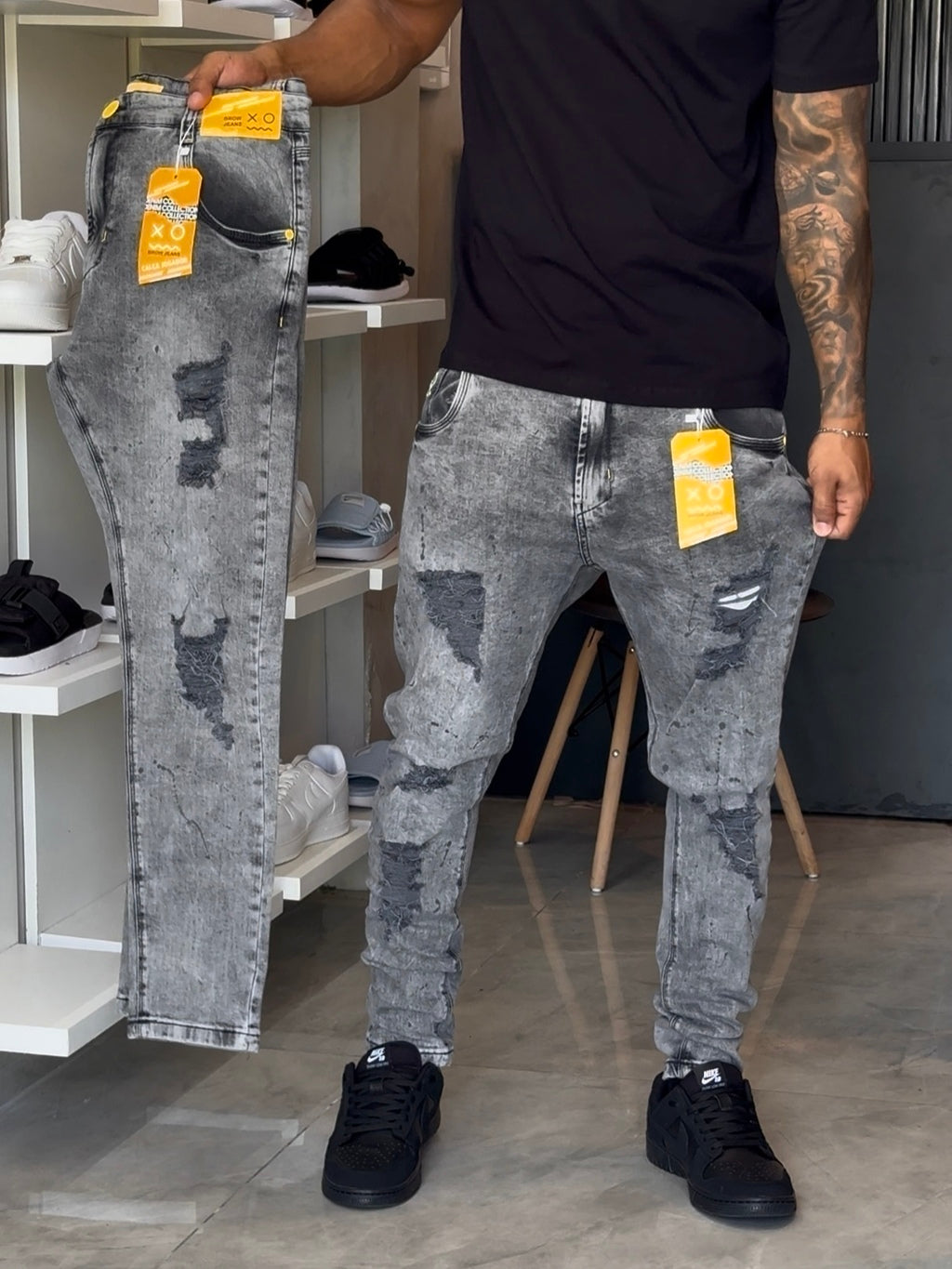 Calça Jogador Cinza Brow Jeans - 023