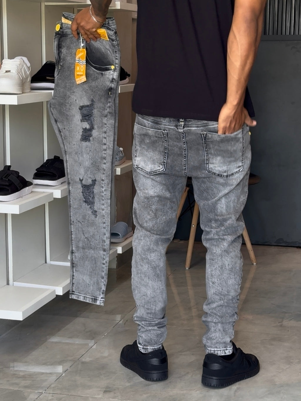 Calça Jogador Cinza Brow Jeans - 023