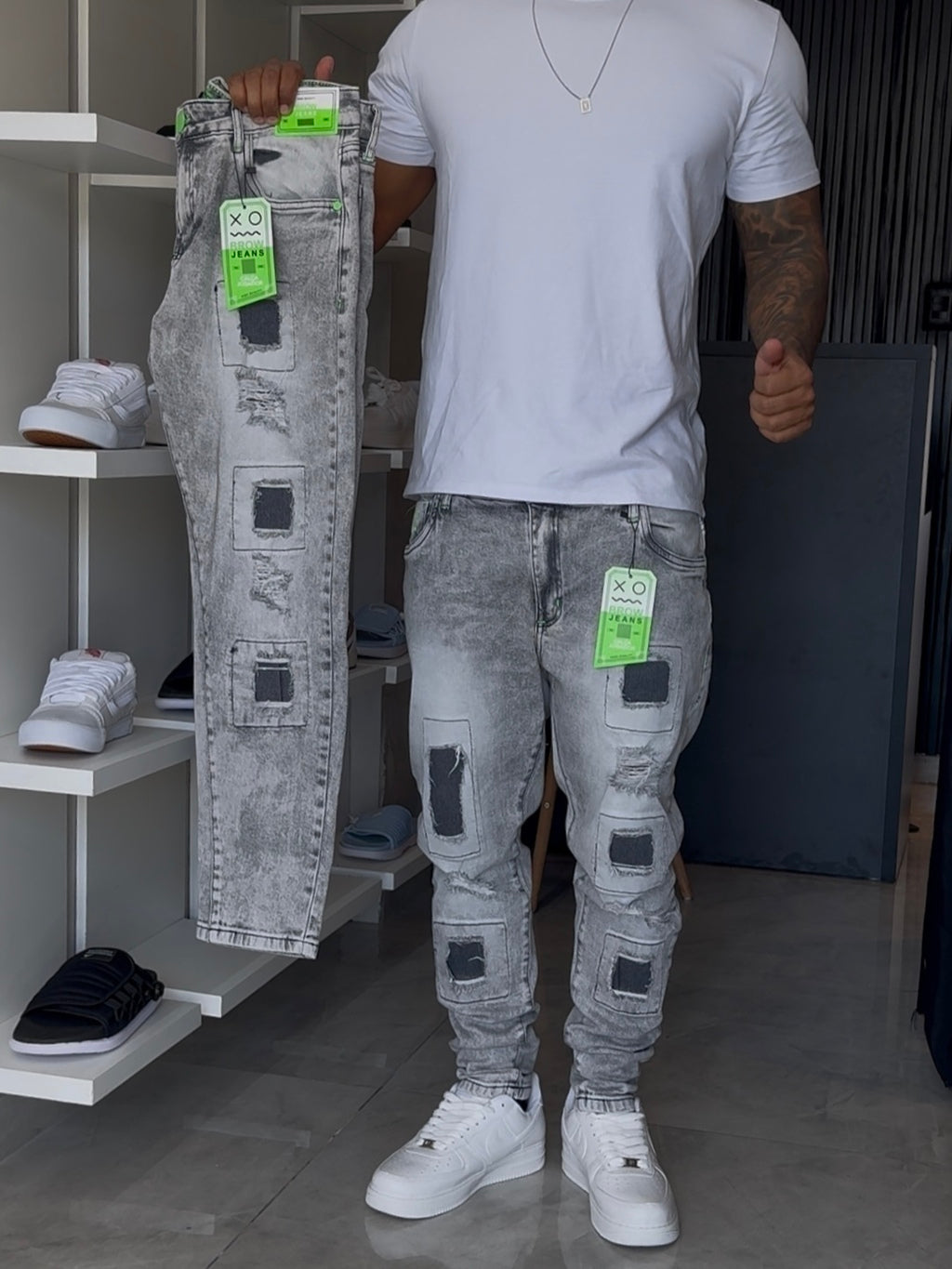 Calça Jogador Cinza Brow Jeans - 113