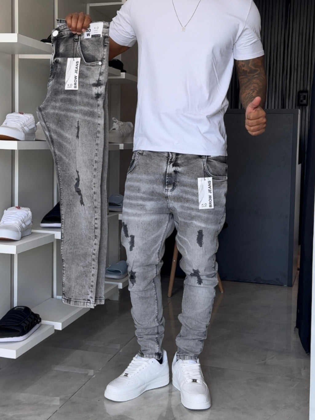 Calça Jogador Cinza Brow Jeans - 05