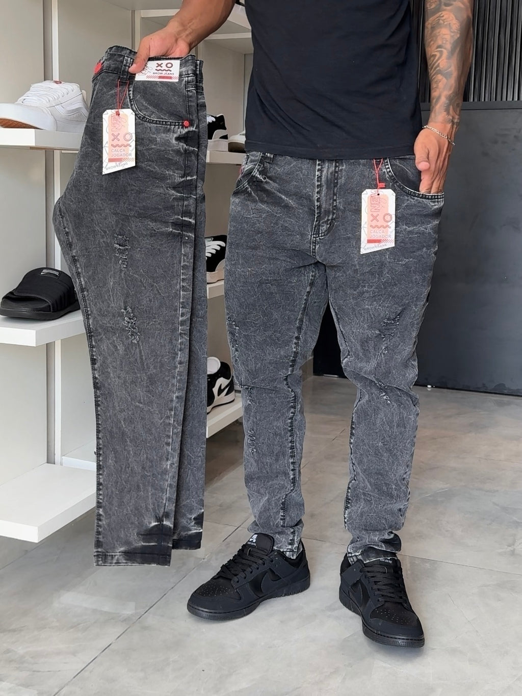 Calça Jogador Preta Brow Jeans - 098