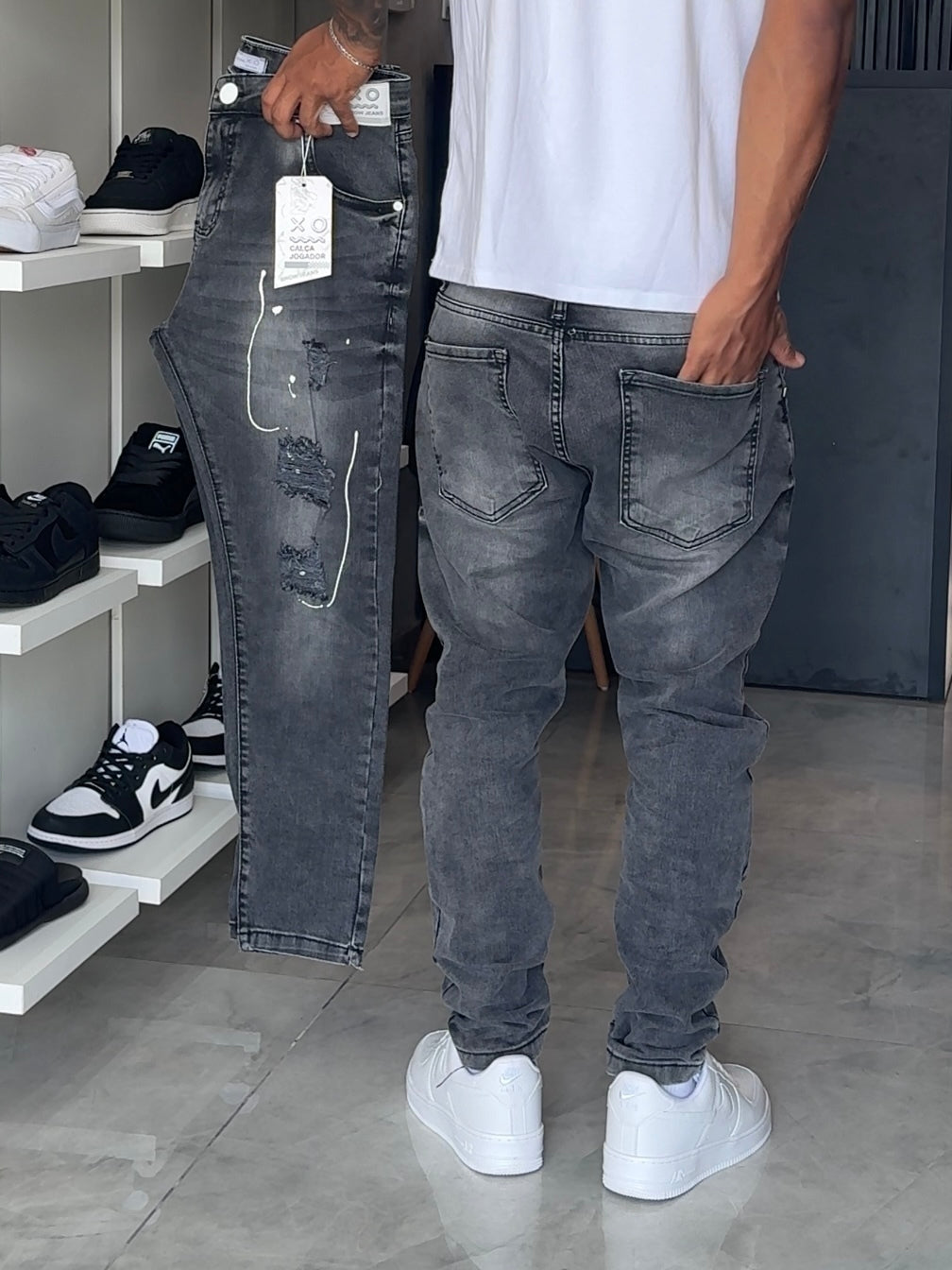 Calça Jogador Cinza Brow Jeans - 02
