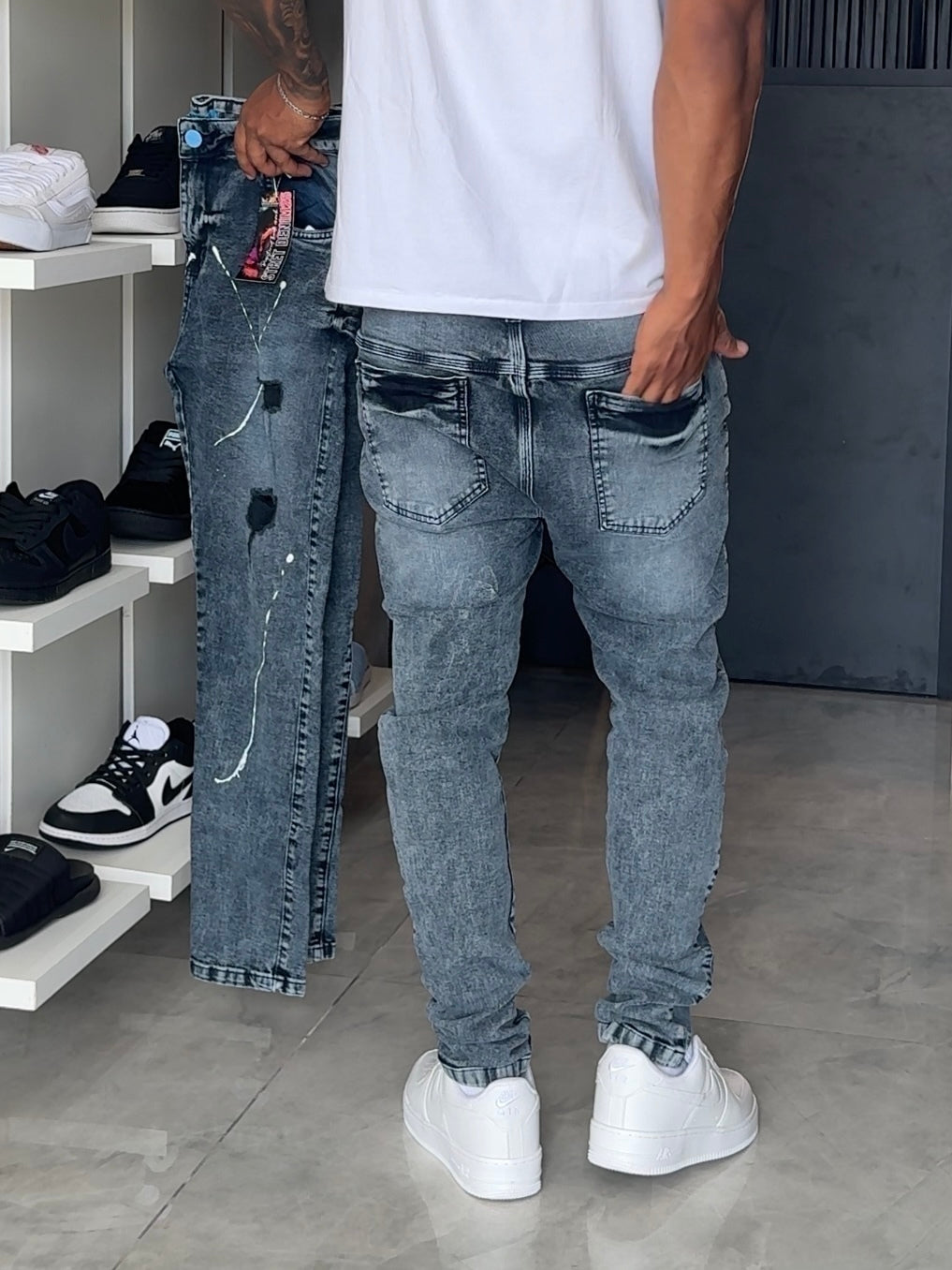 Calça Jogador Cinza Street Denim - 097