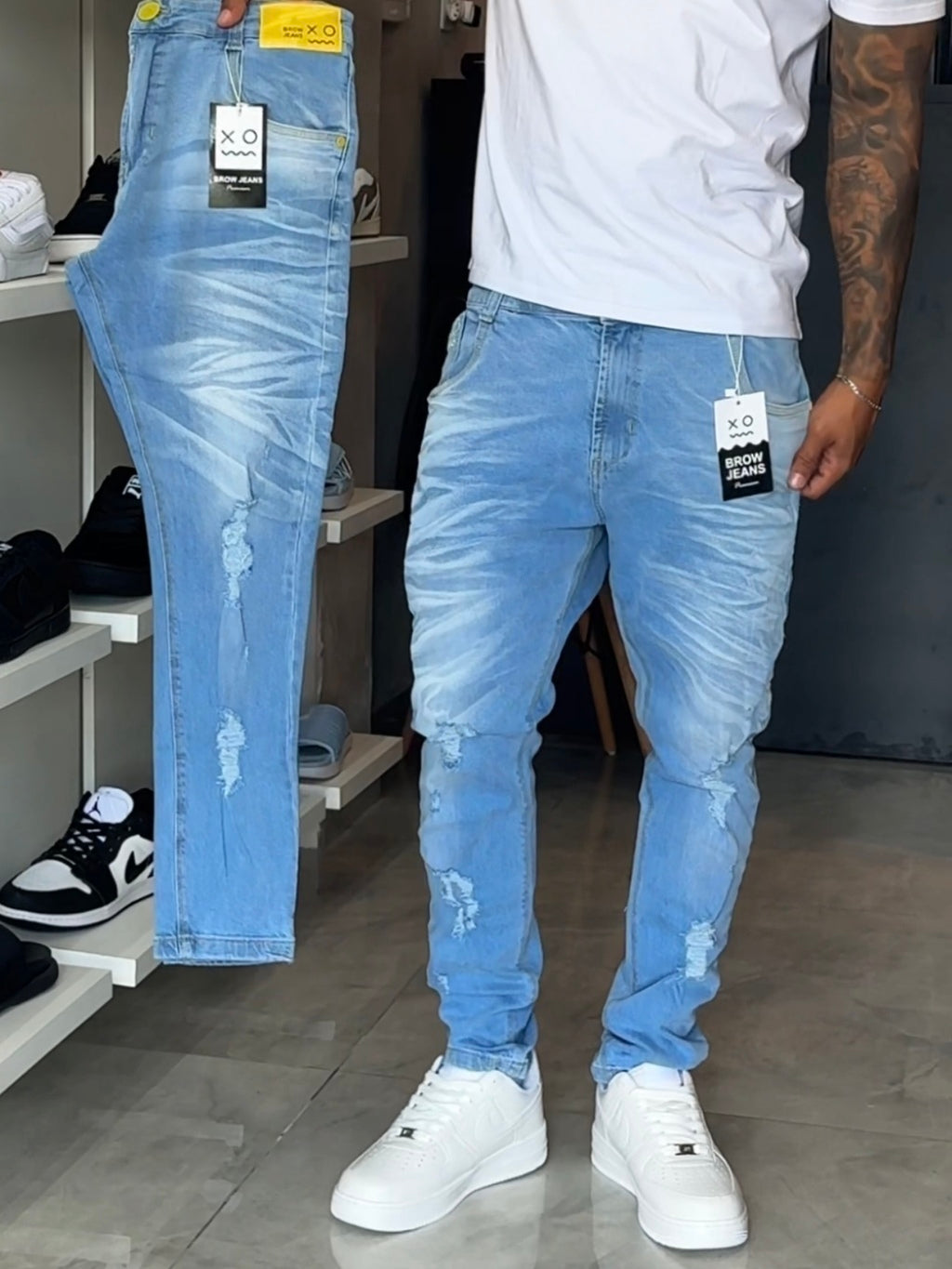 Calça Jogador Azul Brow Jeans - 159