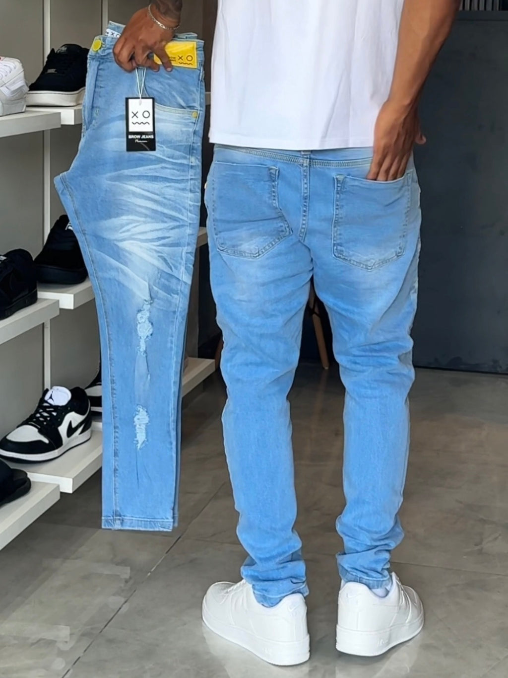 Calça Jogador Azul Brow Jeans - 159