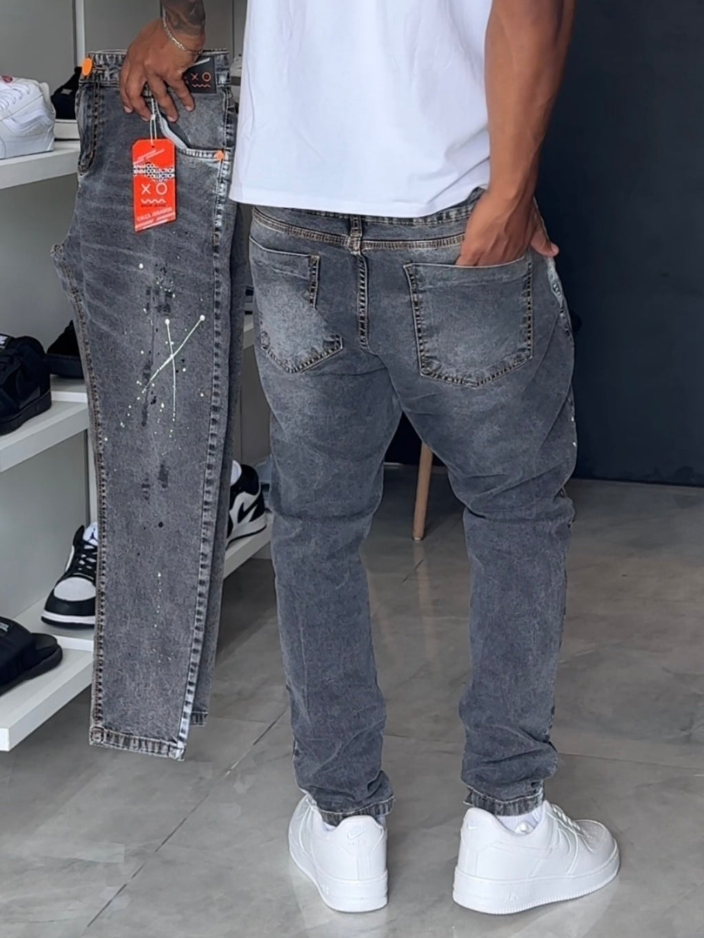 Calça Jogador Cinza Brow Jeans - 077