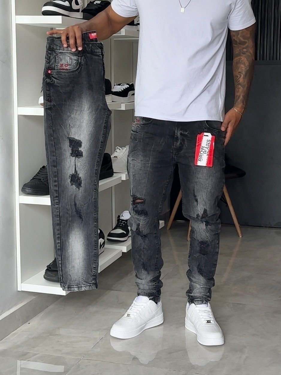 Calça Jogador Cinza Brow Jeans - 145