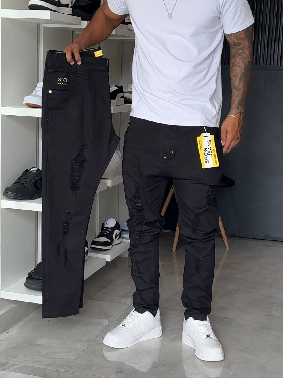 Calça Jogador Preta Brow Jeans - 222