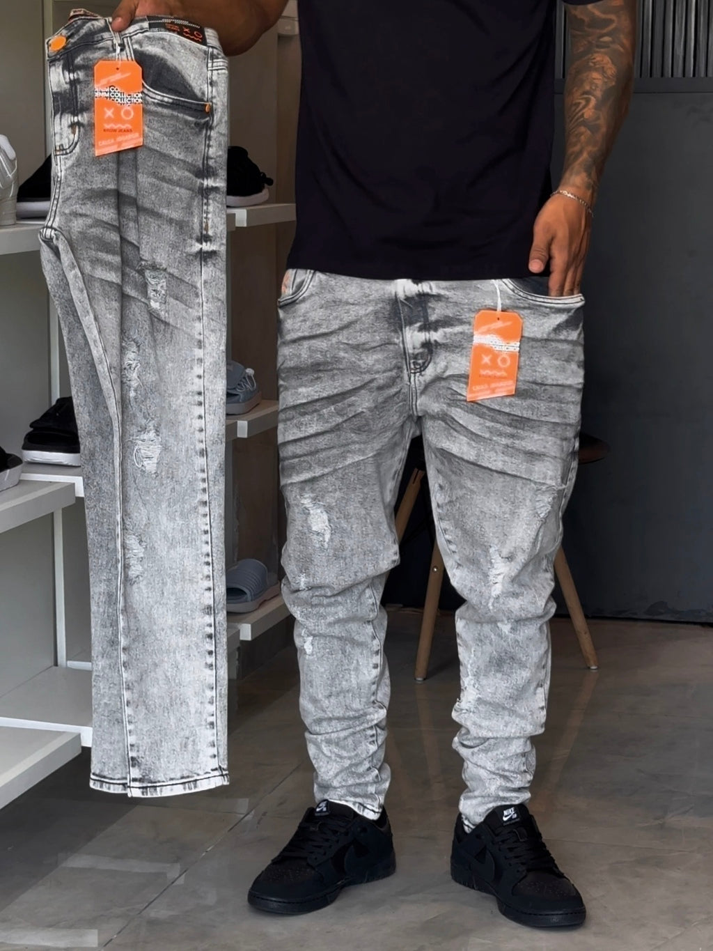 Calça Jogador Cinza Brow Jeans - 01
