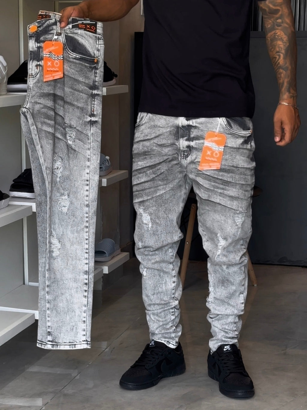 Calça Jogador Cinza Brow Jeans - 01