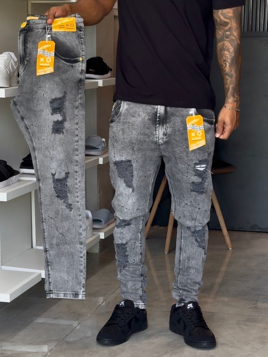Calça Jogador Cinza Brow Jeans - 023