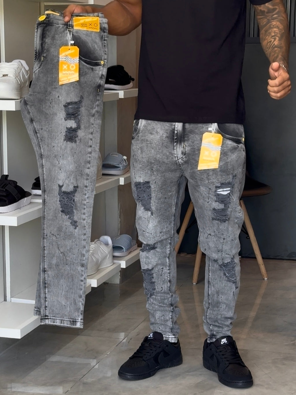 Calça Jogador Cinza Brow Jeans - 023