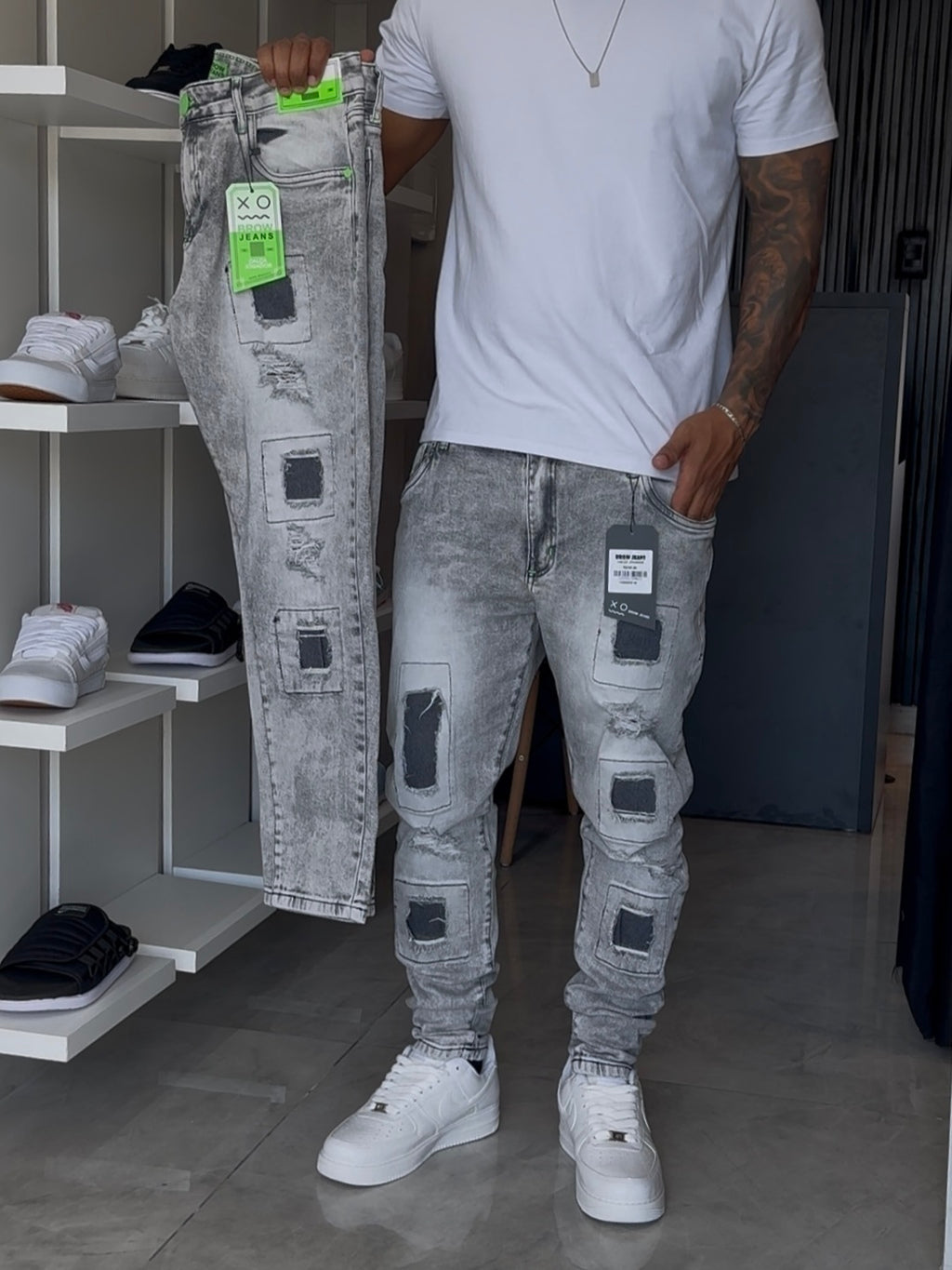 Calça Jogador Cinza Brow Jeans - 113