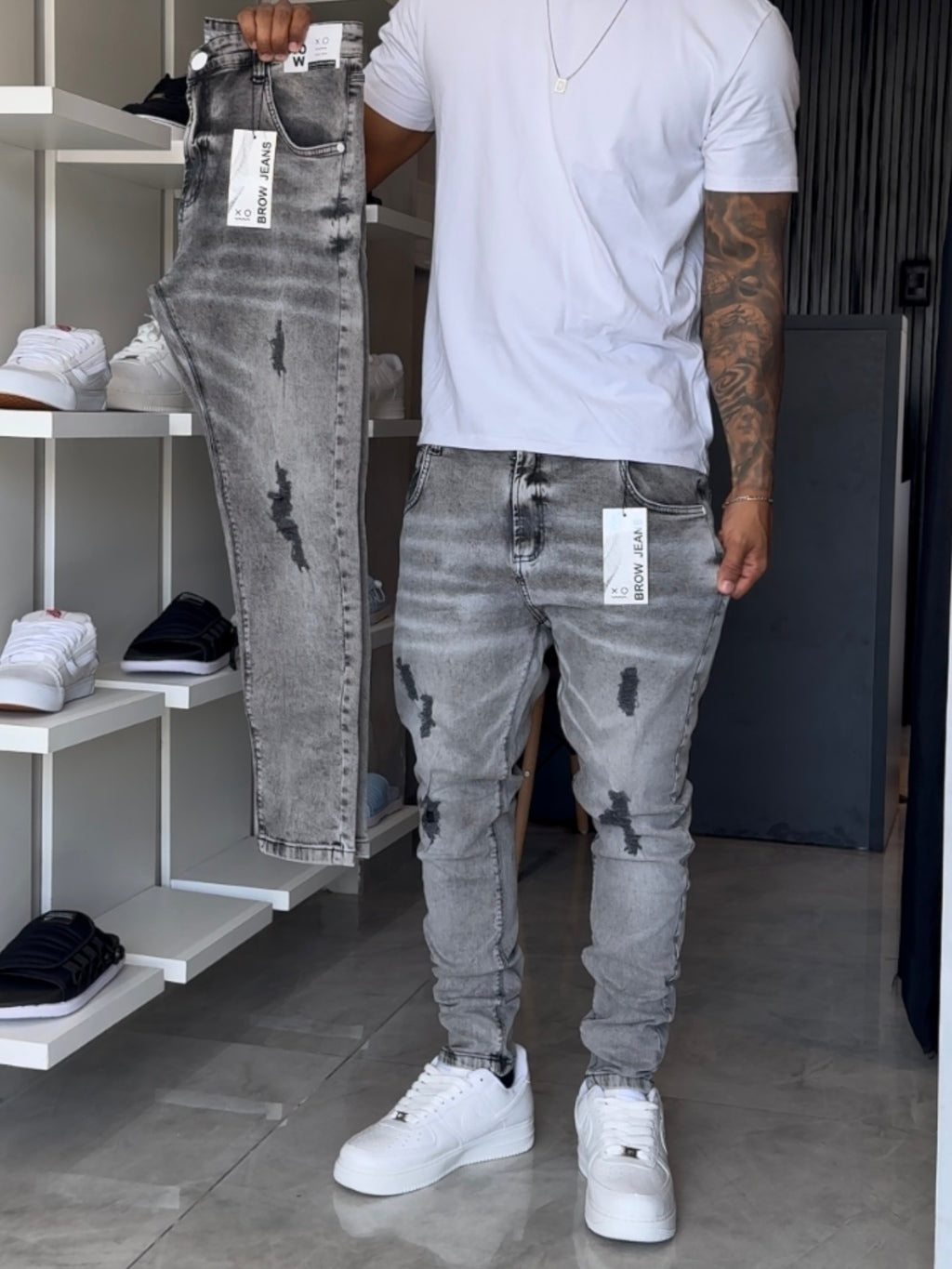 Calça Jogador Cinza Brow Jeans - 05