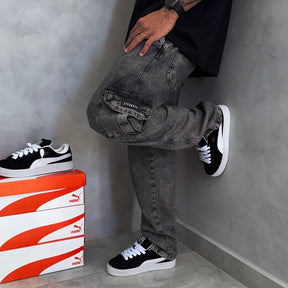 Calça Cargo Jeans Stranger (Preta Estonada)