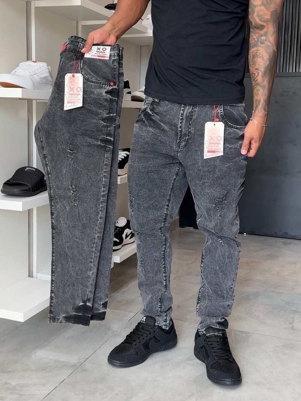 Calça Jogador Preta Brow Jeans - 098