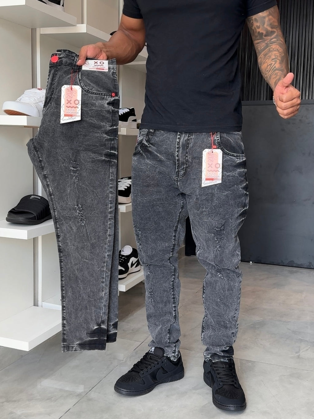Calça Jogador Preta Brow Jeans - 098