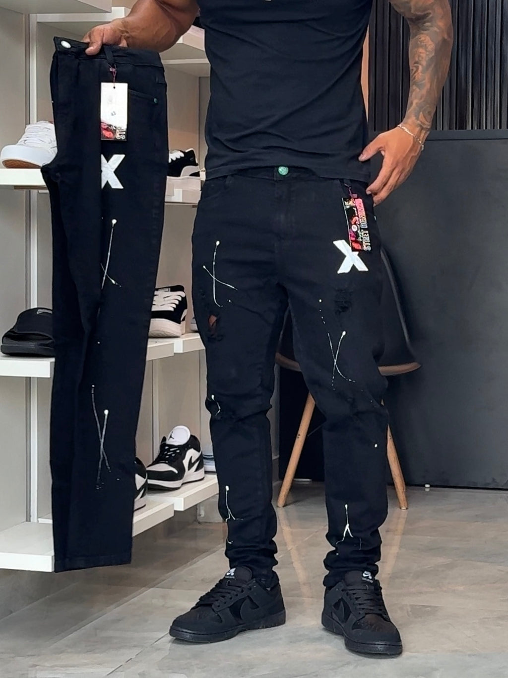 Calça Jogador Preta Street Denim - 469