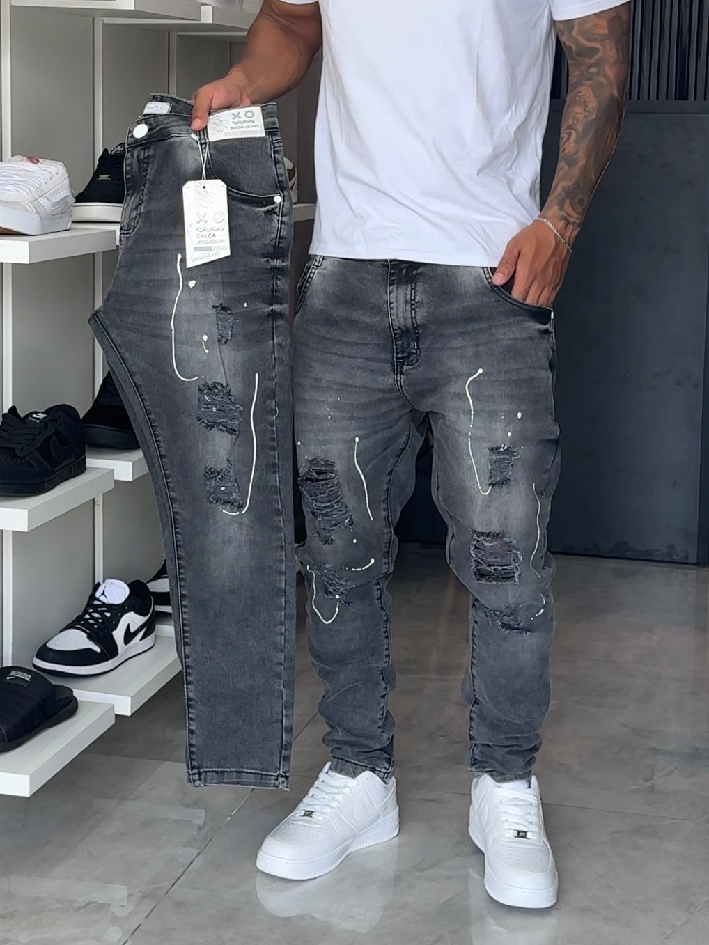 Calça Jogador Cinza Brow Jeans - 02