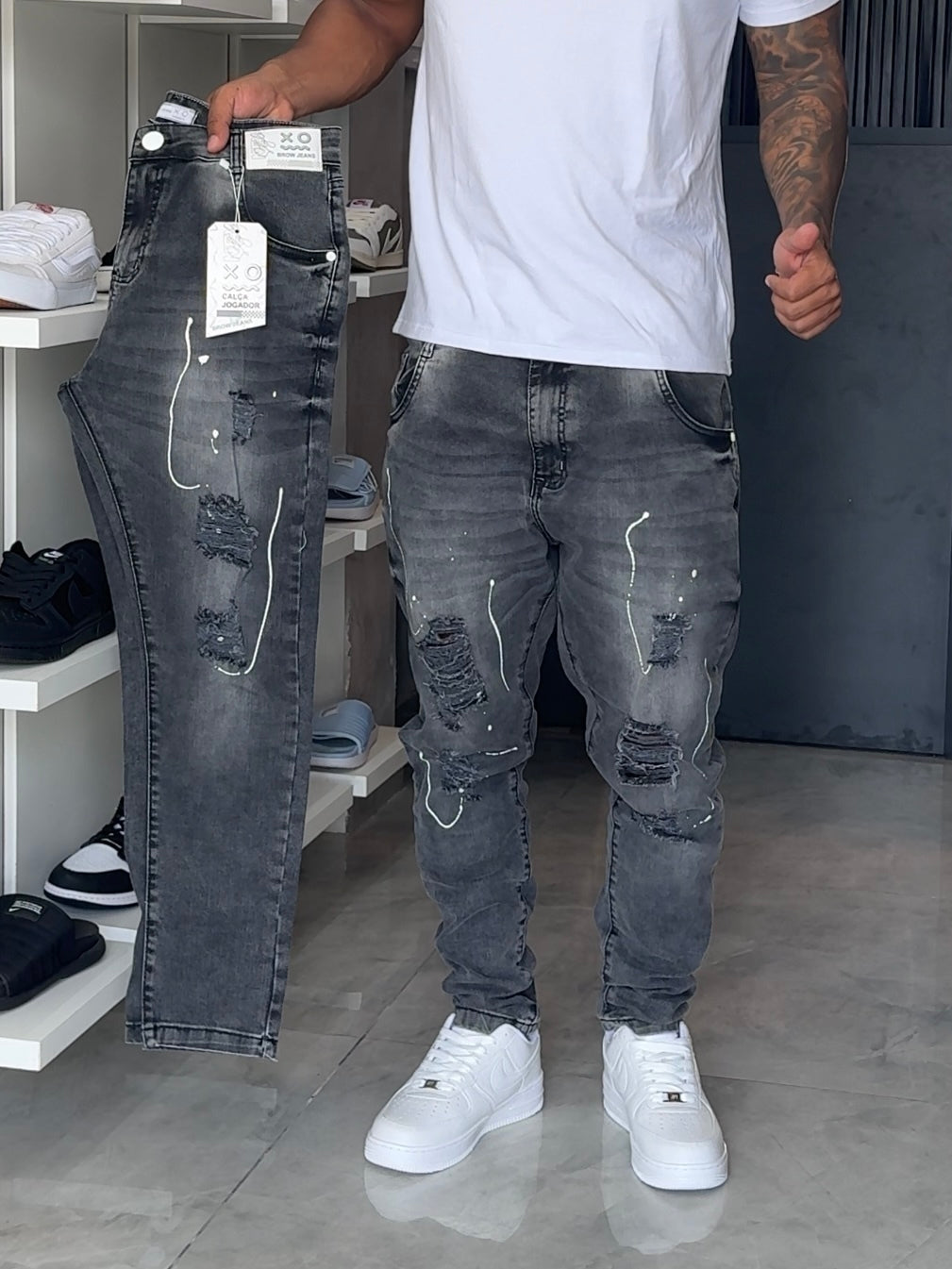 Calça Jogador Cinza Brow Jeans - 02