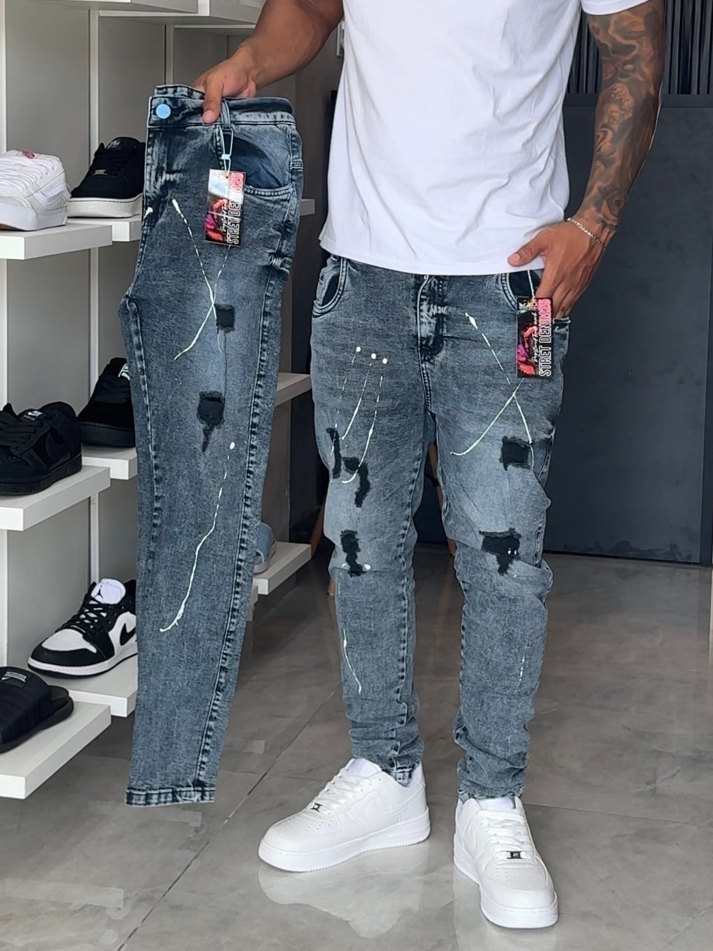 Calça Jogador Cinza Street Denim - 097
