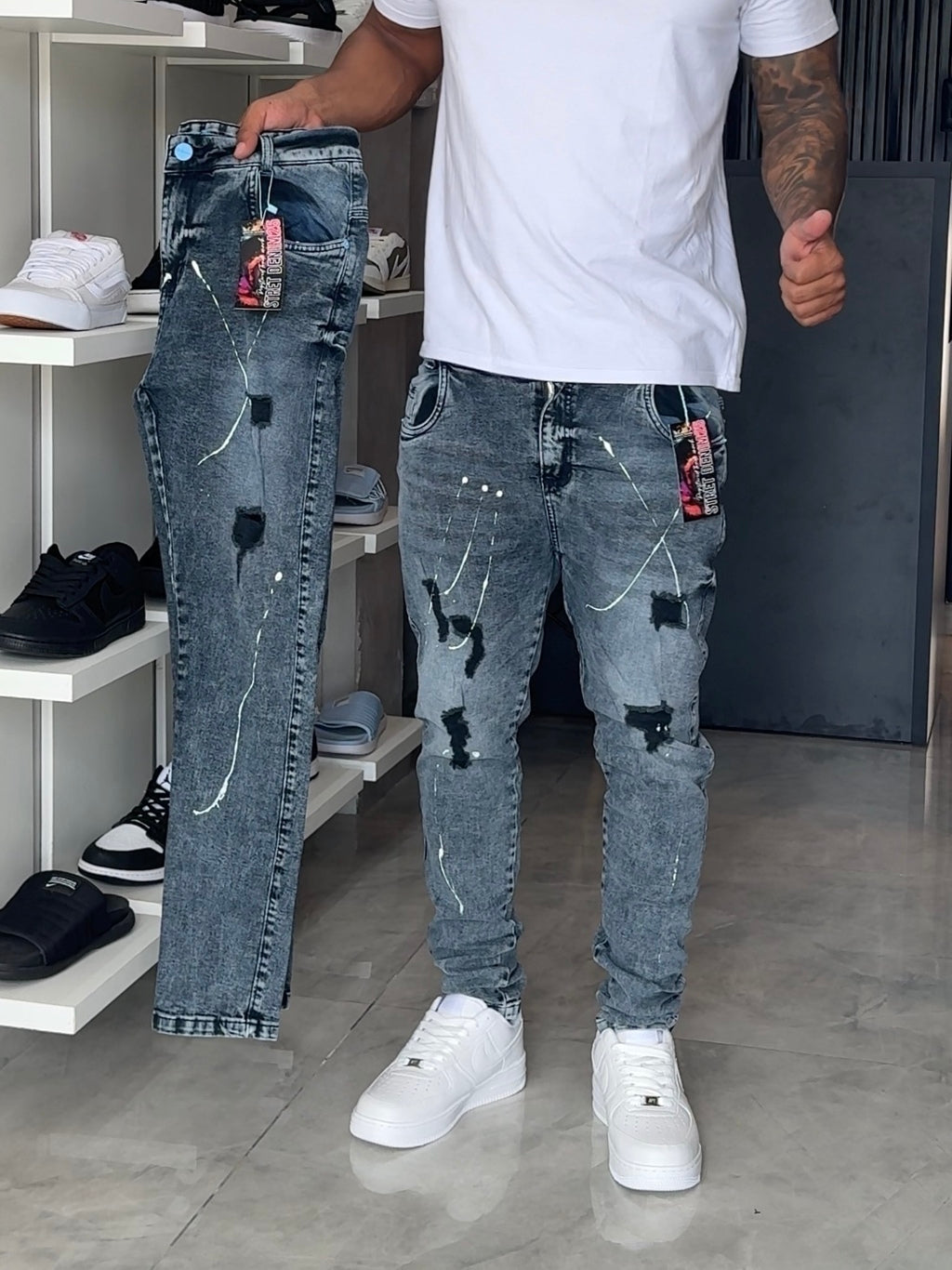 Calça Jogador Cinza Street Denim - 097