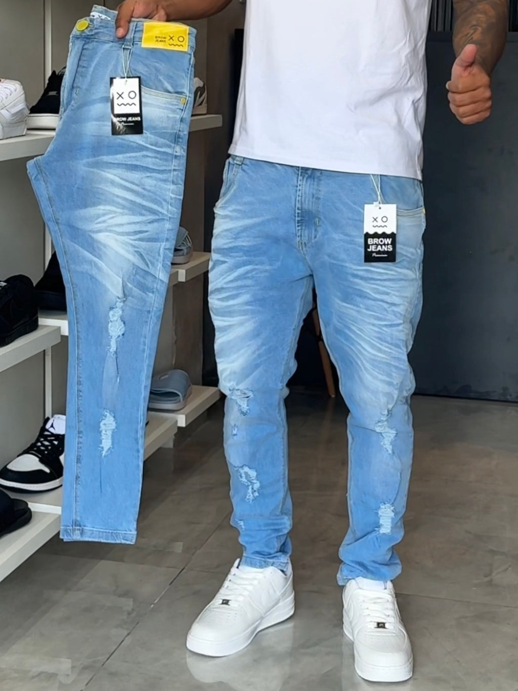 Calça Jogador Azul Brow Jeans - 159