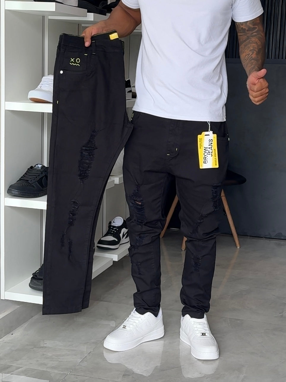 Calça Jogador Preta Brow Jeans - 222