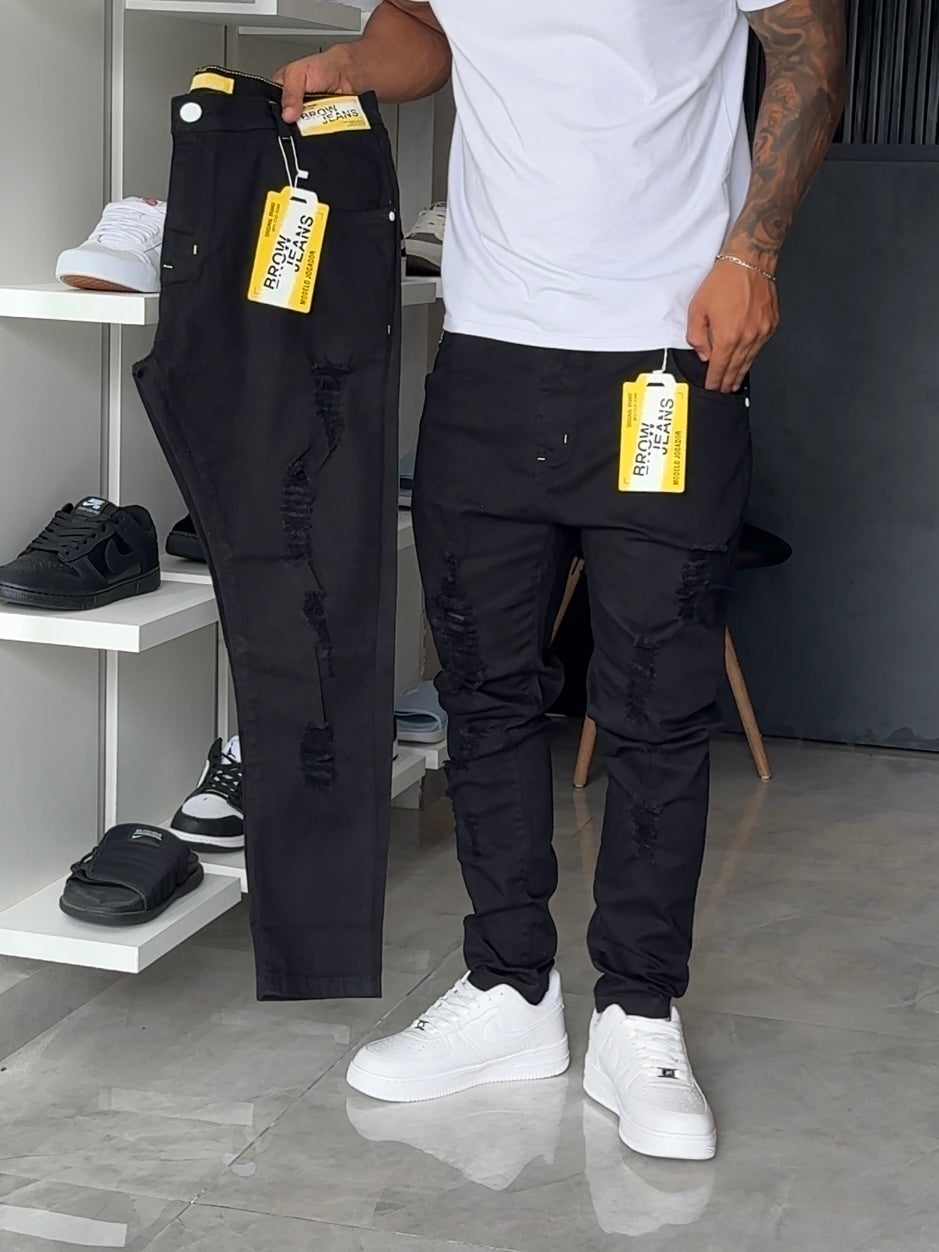Calça Jogador Preta Brow Jeans - 222